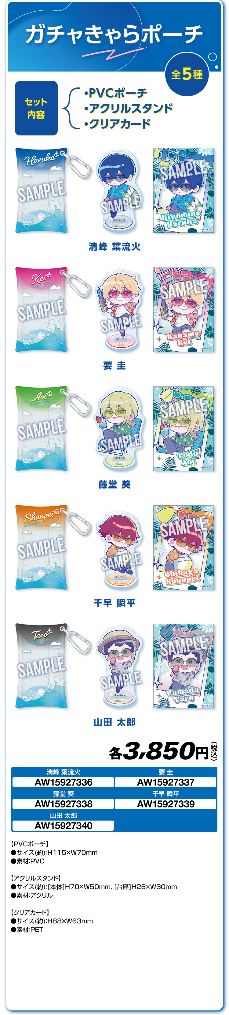 「忘却バッテリー×ローソン」コラボキャンペーン ガチャきゃらポーチ