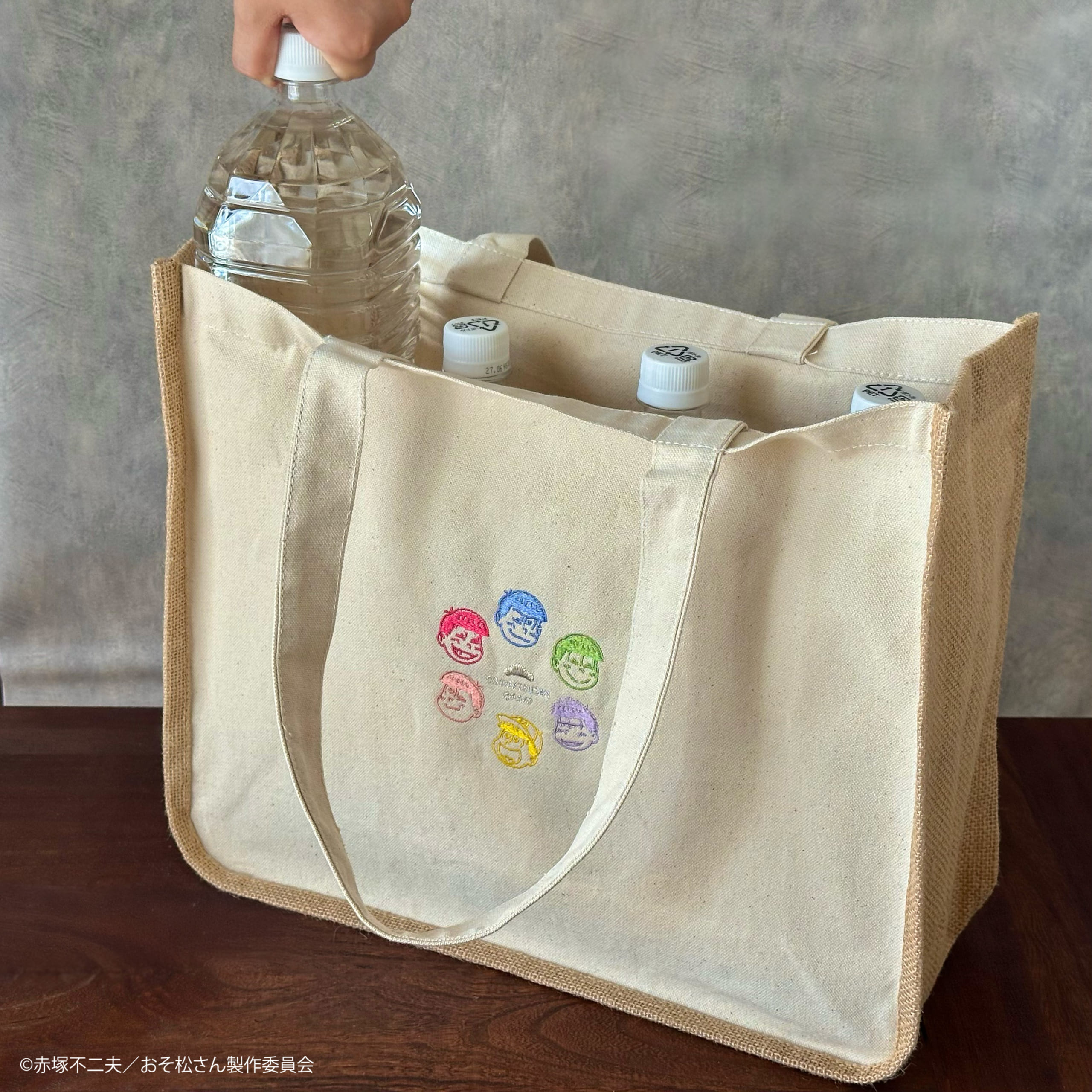 「おそ松さん×キャラフトビール」ジュート×キャンバス6つ子刺繍バッグ