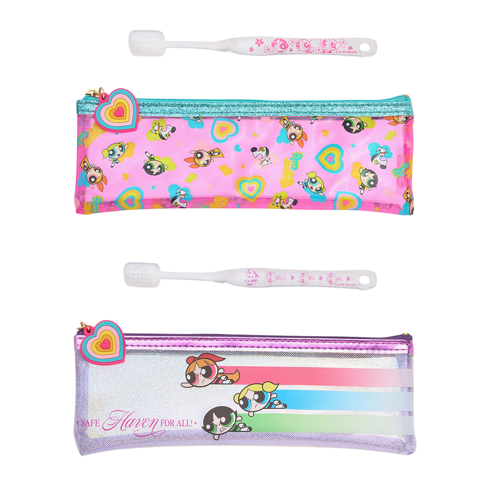 「パワーパフガールズ×PLAZA」ポーチ付き歯ブラシセット