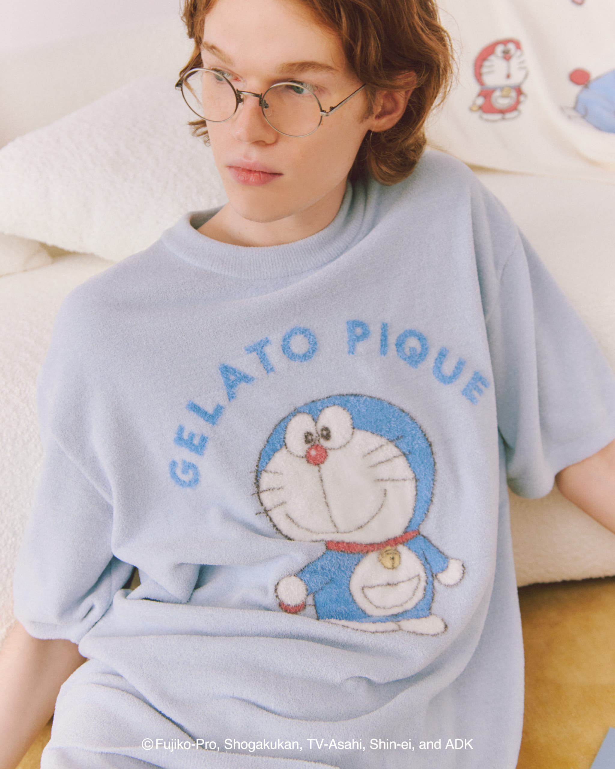 「ドラえもん×ジェラート ピケ」【メンズ】ジャガードプルオーバー&ハーフパンツセット