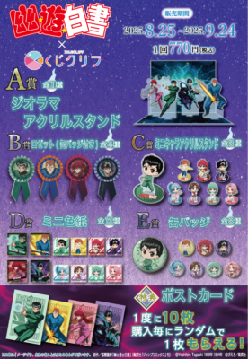 「幽☆遊☆白書×くじクリフ」オンラインくじ 賞品ラインナップ