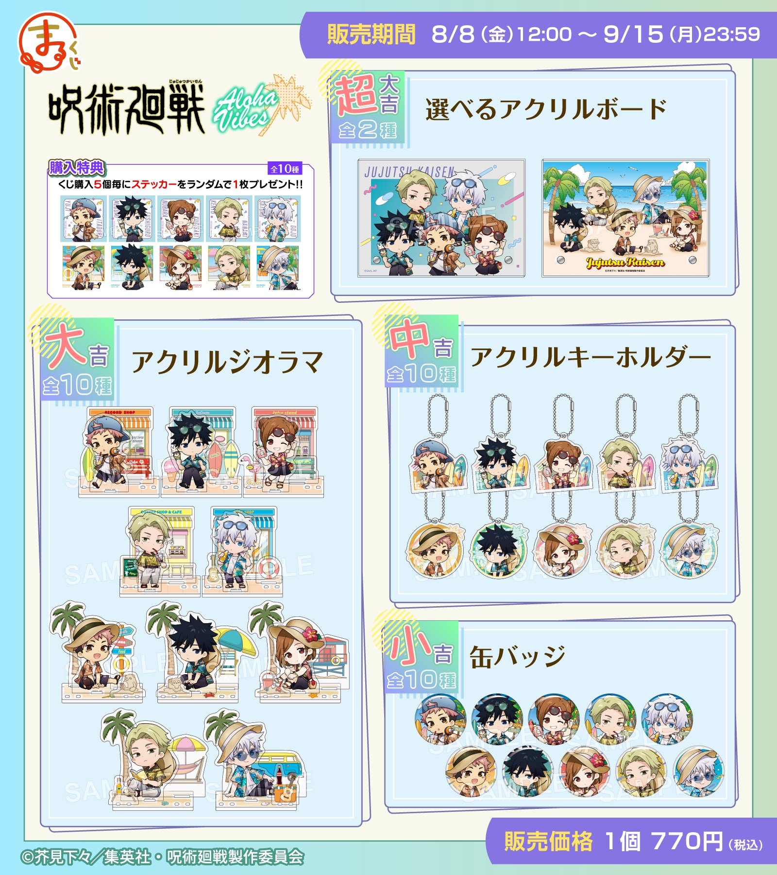 「呪術廻戦×まるくじ」賞品ラインナップ