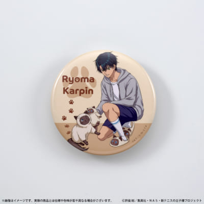 「テニプリ×ねこ肯定感」75mm缶バッジ　越前リョーマ＆カルピン
