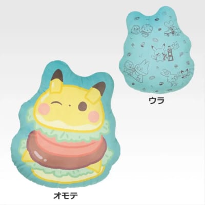 「一番くじ ポケピース ～"PEACE"なダイナーへようこそ～」D賞 ピカチュウっぽバーガー プリントクッション