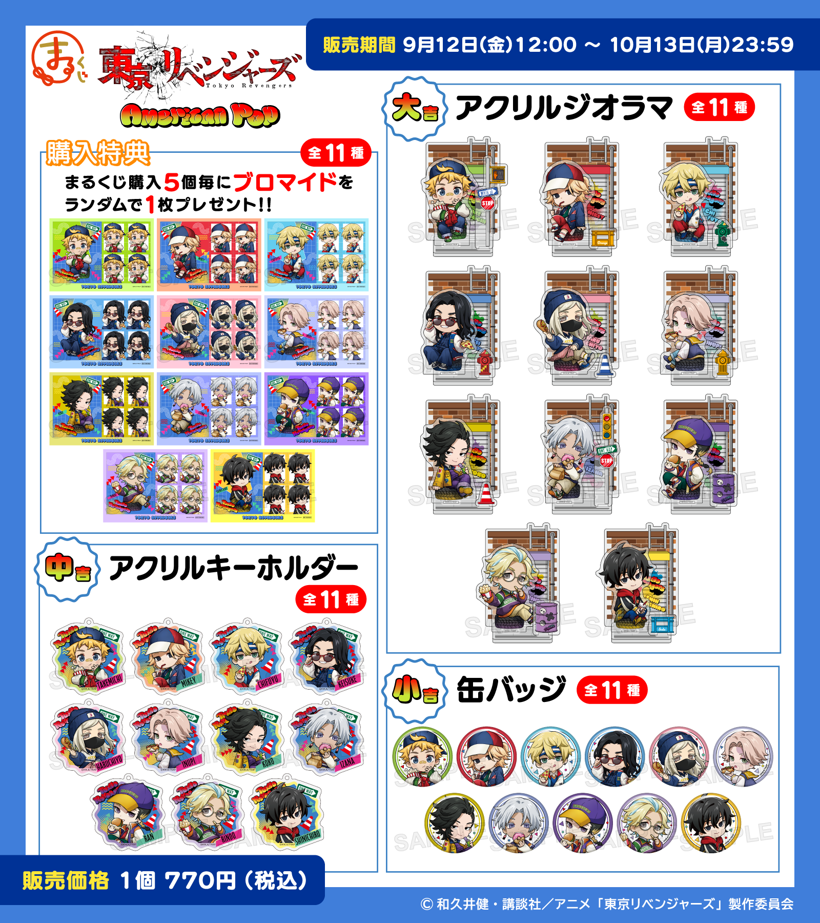 まるくじ『東京リベンジャーズ』アメリカンポップ　賞品ラインナップ