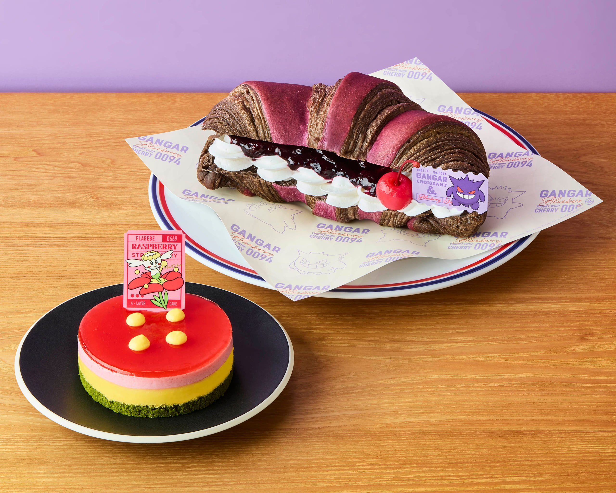 「ポケットモンスター×プロント」フラベベのフランボワーズと苺のケーキ/ゲンガーのクロワッサンサンド～ブルーベリーヨーグルト～
