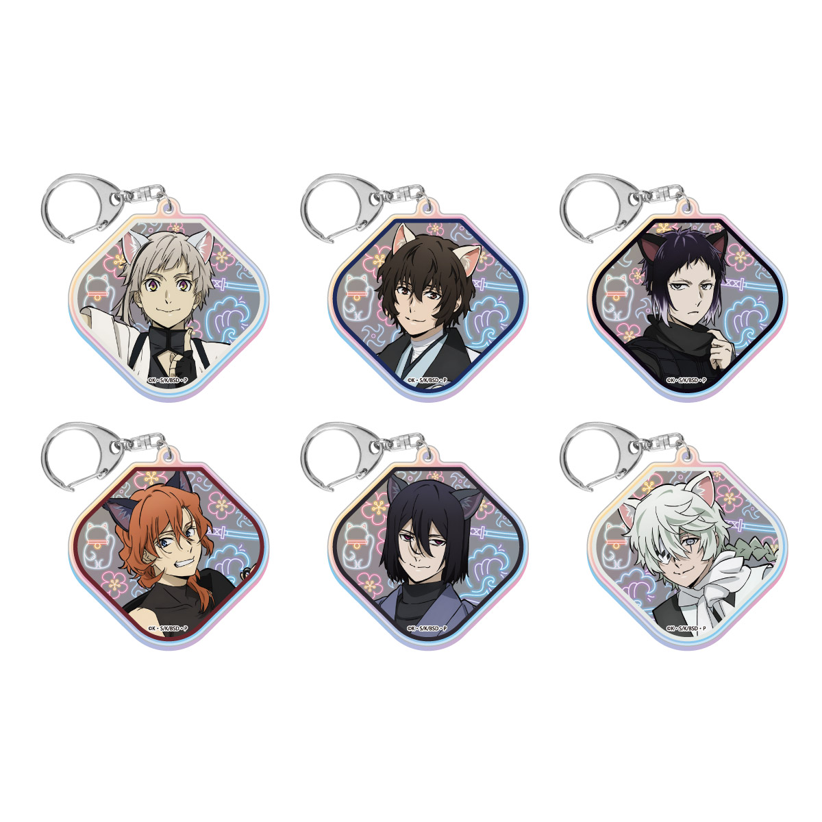 「文豪ストレイドッグス 於：ナンジャタウン 忍灯ノ町観光記」壱等：ネオンアクリルキーホルダー（全6種）