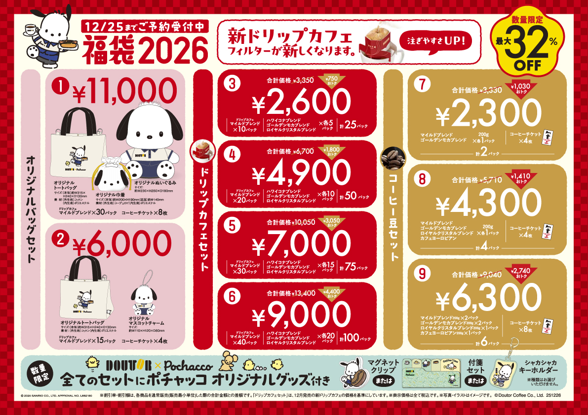「ポチャッコ×ドトールコーヒー」全9種類