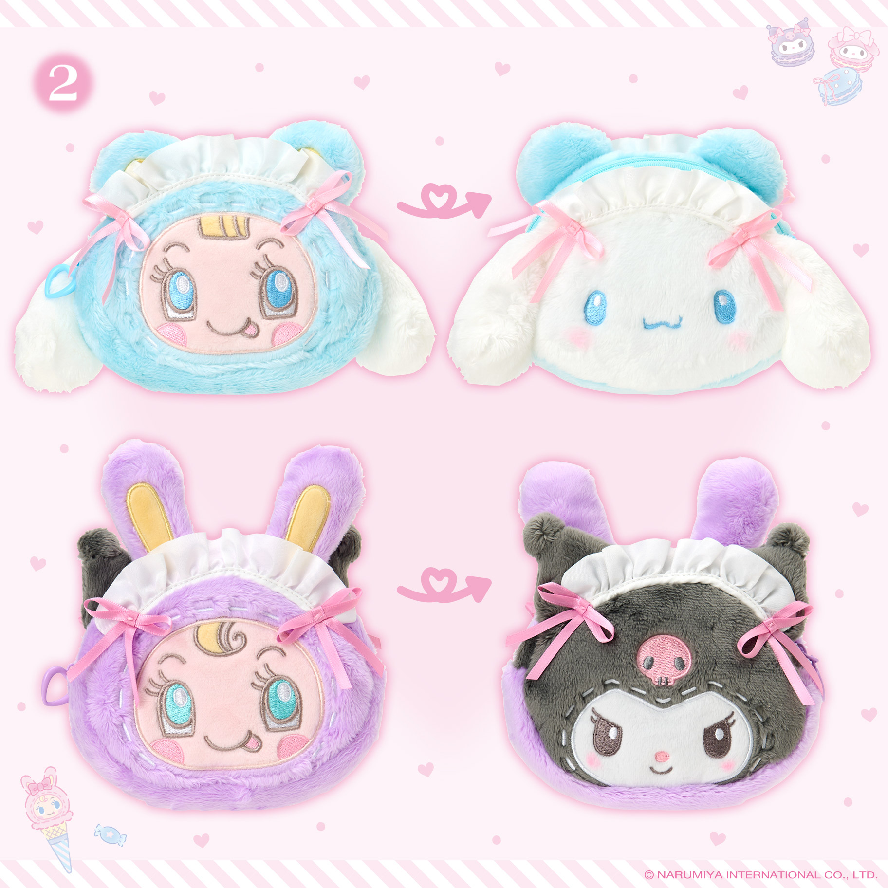 「 サンリオキャラクターズ×mezzo piano」フェイス形ポーチ