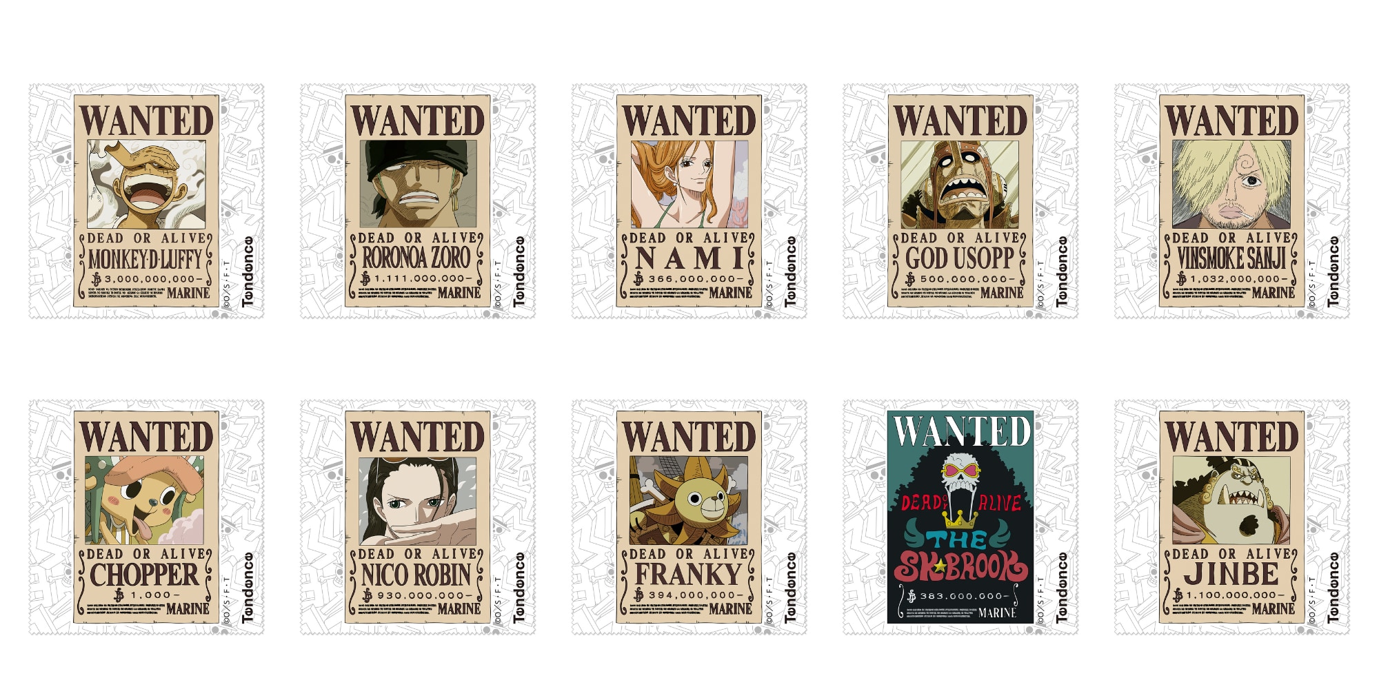 「ONE PIECE × Tendence」拭き布（セルベット/手配書モチーフ）