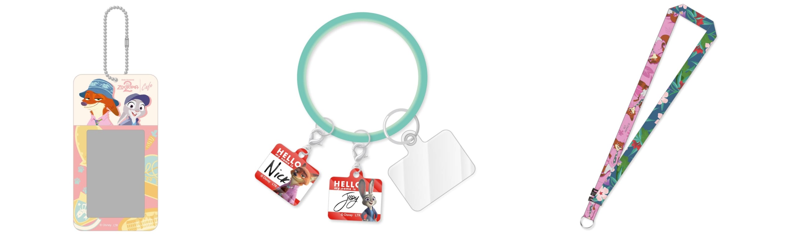 「ズートピア2」OH MY CAFE カードケース、ハンドストラップ、ネックストラップ　