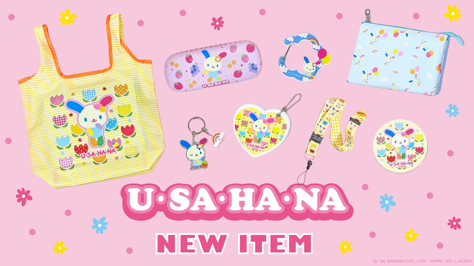 『サンリオ』ウサハナの新作グッズが発売中！エコバッグ・アクリルキーホルダーなどがラインナップ