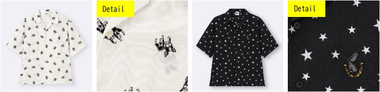 ジョジョの奇妙な冒険×GU オープンカラーシャツ イギー総柄・ジョニィ星柄