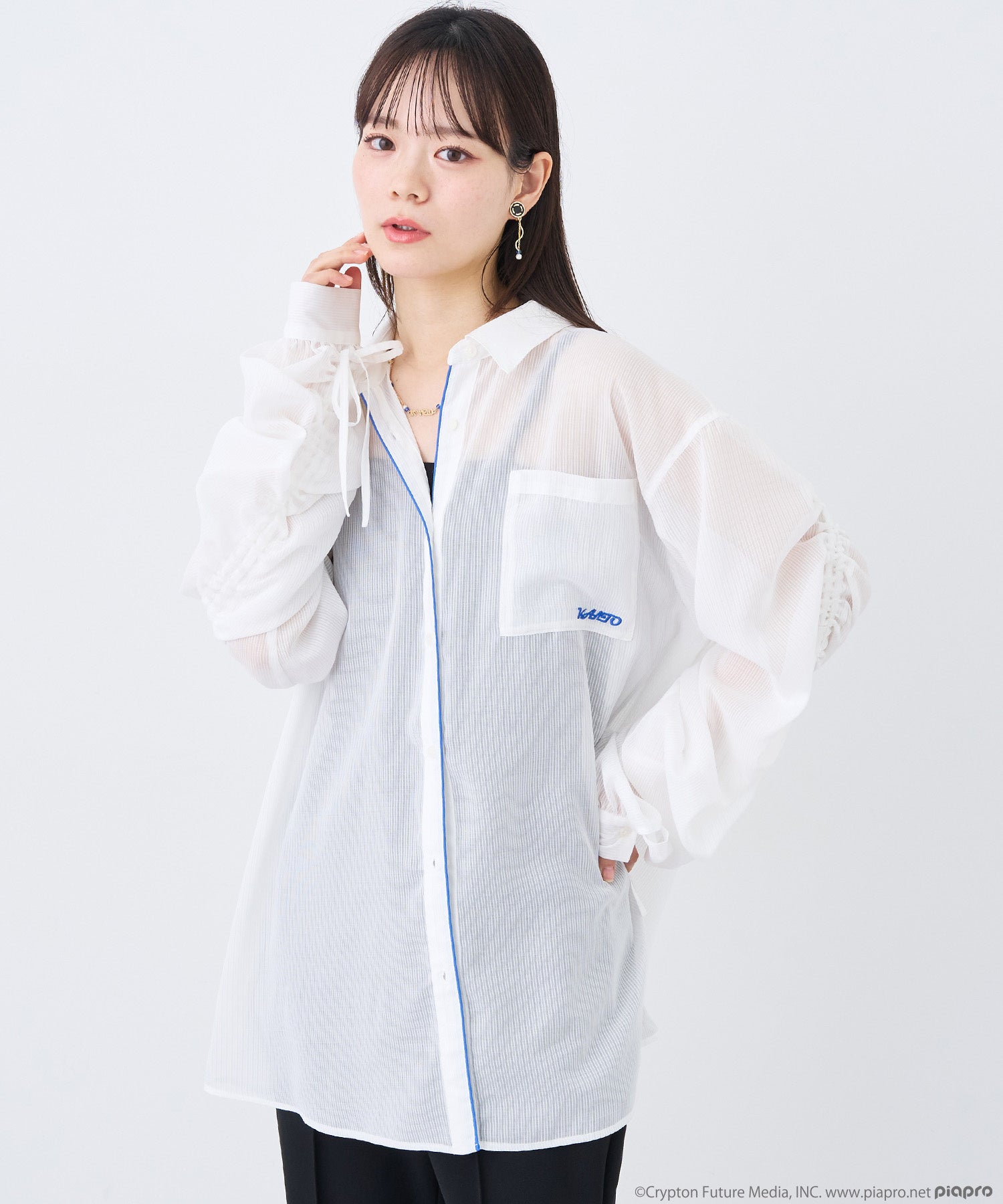 KAITOモデル シアーシャツ ホワイト