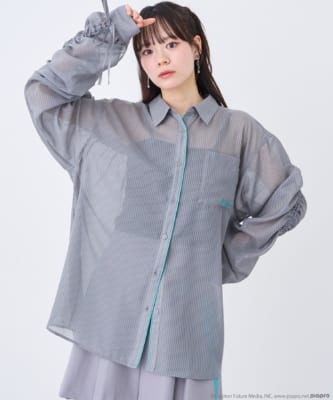 初音ミクモデル シアーシャツ グレー