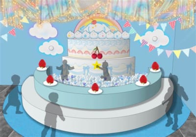 「シナモロール そらいろキッズパーティ」レインボーバースデーケーキ