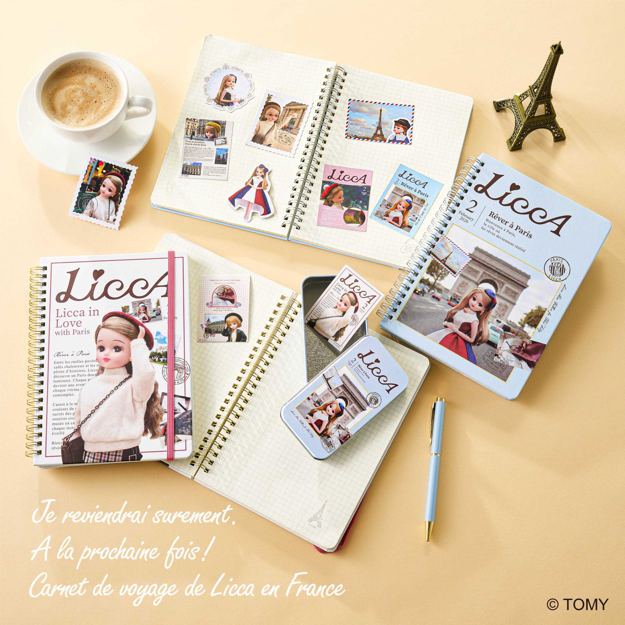 THREEPPY×リカちゃん ゴムバンド付リングノート・缶ケース入りフレークシール