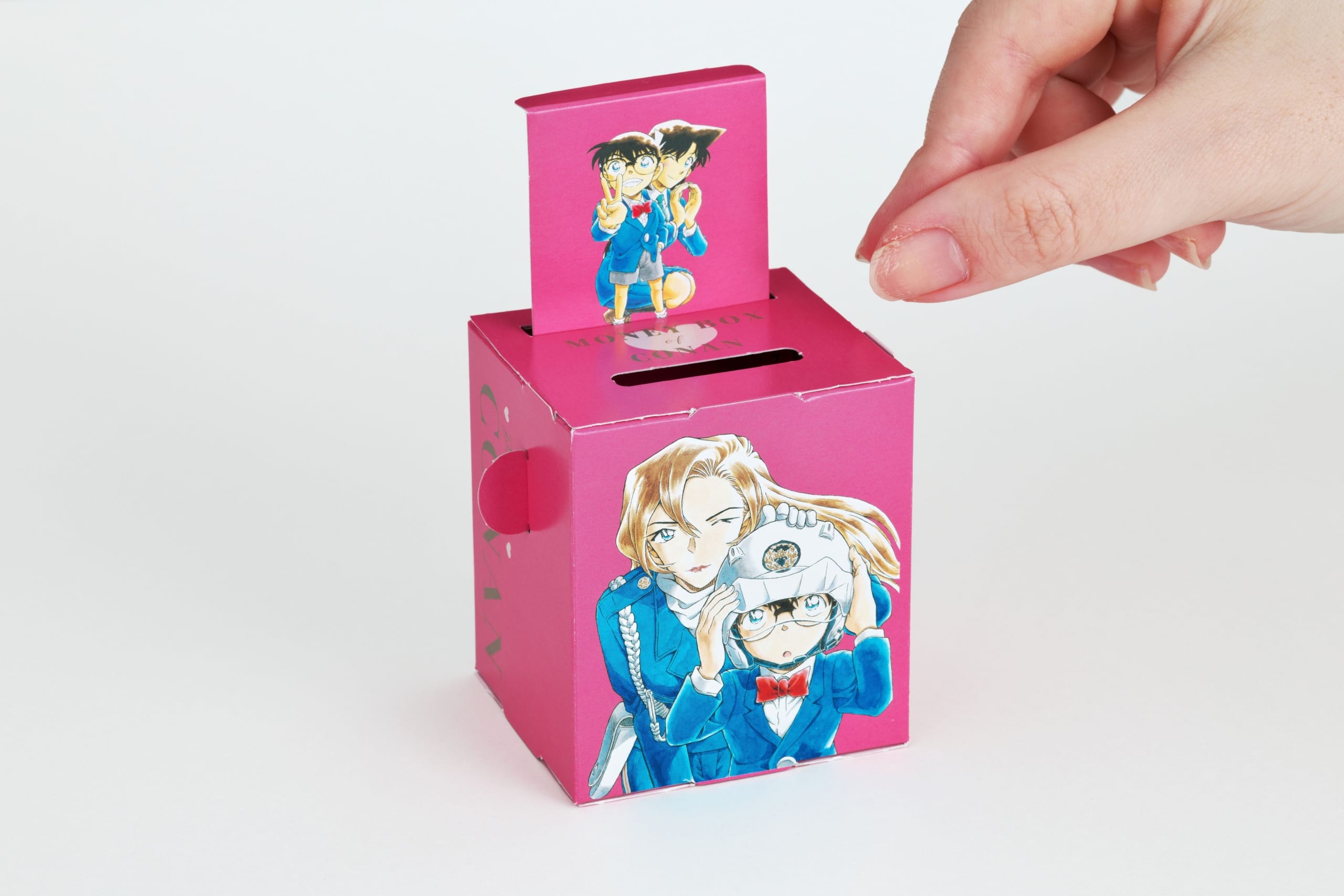 『名探偵コナン』貯金箱 コナンと蘭が飛び出すポップアップ仕掛け