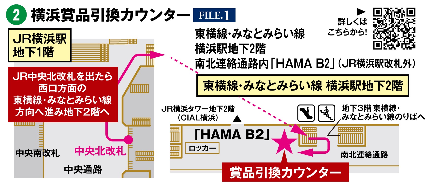 横浜駅 賞品引換カウンター案内図
