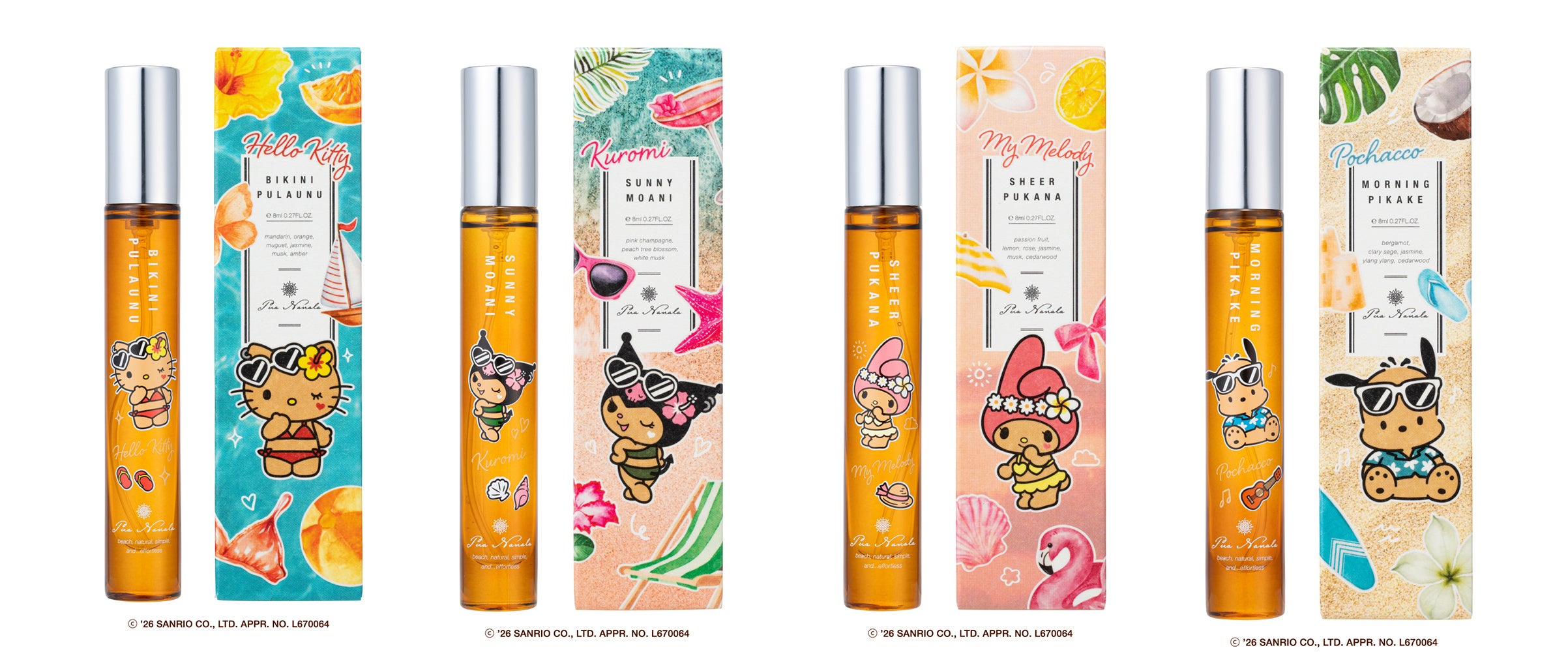 プア ナナラ×サンリオキャラクターズ オードトワレMINI 8mL 全4種