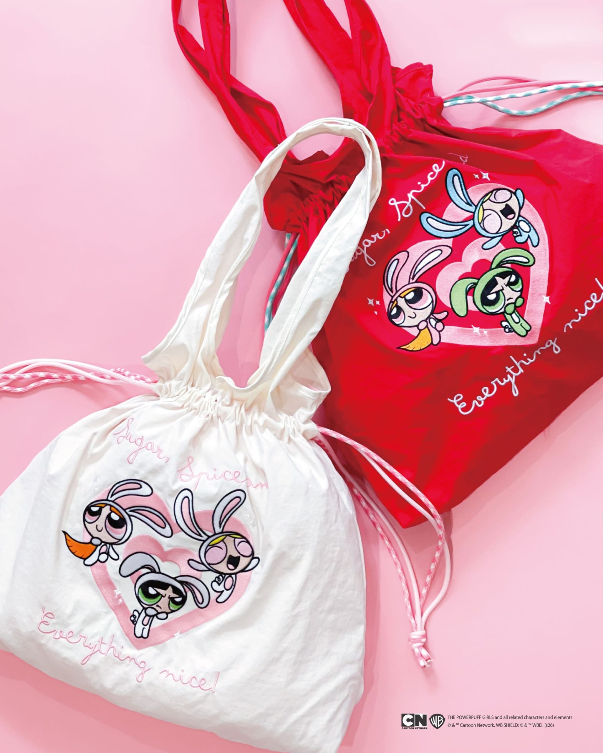 The Powerpuff Girls 刺繍バッグ（赤・白2色）