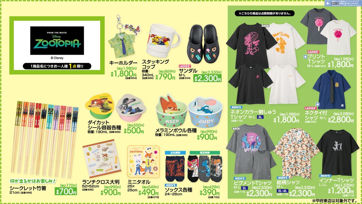 ディズニー×アベイル ズートピアグッズ一覧