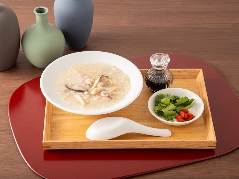 体調確認の鶏粥