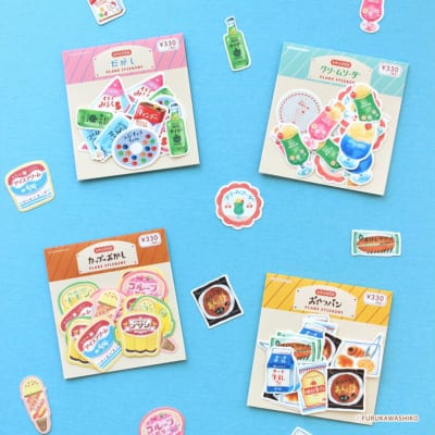 レトロ日記 和紙フレークシール 全4柄