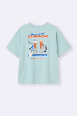 パペットスンスン×GU グラフィックTシャツ ミントグリーン バックプリント