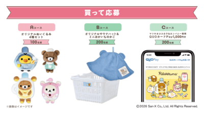 リラックマ×マツキヨココカラ 買って応募コース ぬいぐるみ・サウナハット・QUOカードPay