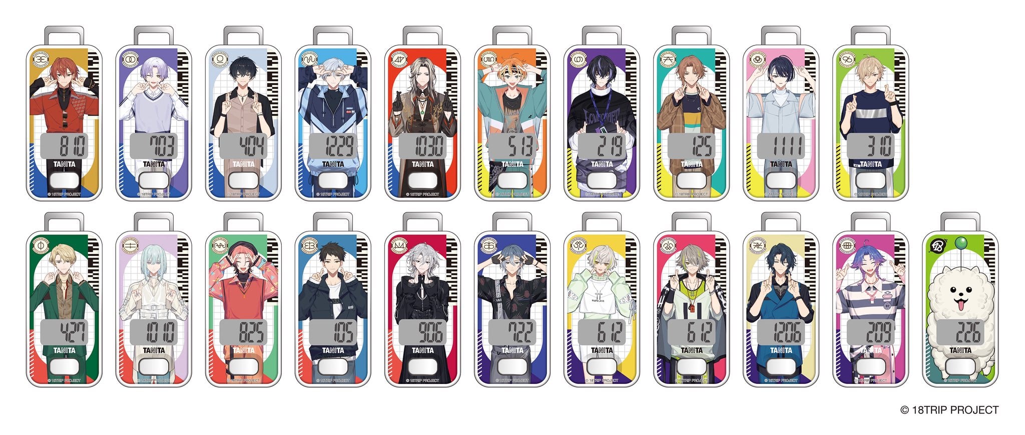 『18TRIP』×タニタ コラボグッズが受注予約スタート！歩数計21種・温湿度計10種・久楽間潮デザインのクッキングスケールも登場