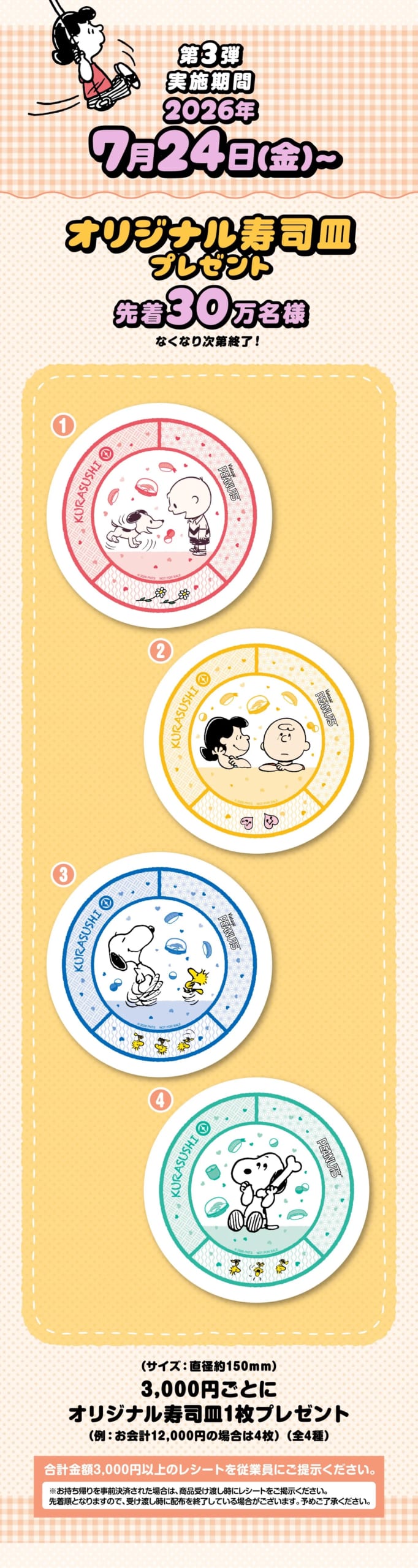 くら寿司PEANUTSコラボ 第3弾オリジナル寿司皿全4種