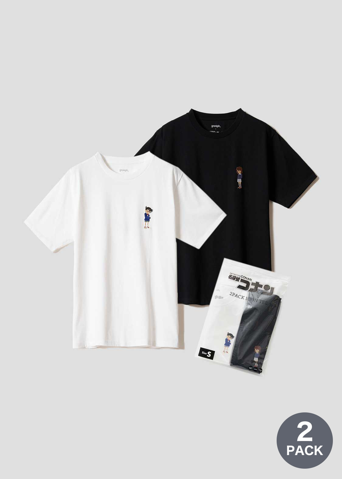 名探偵コナン グラニフ 小さくなった2人 2パックアイコンTシャツ