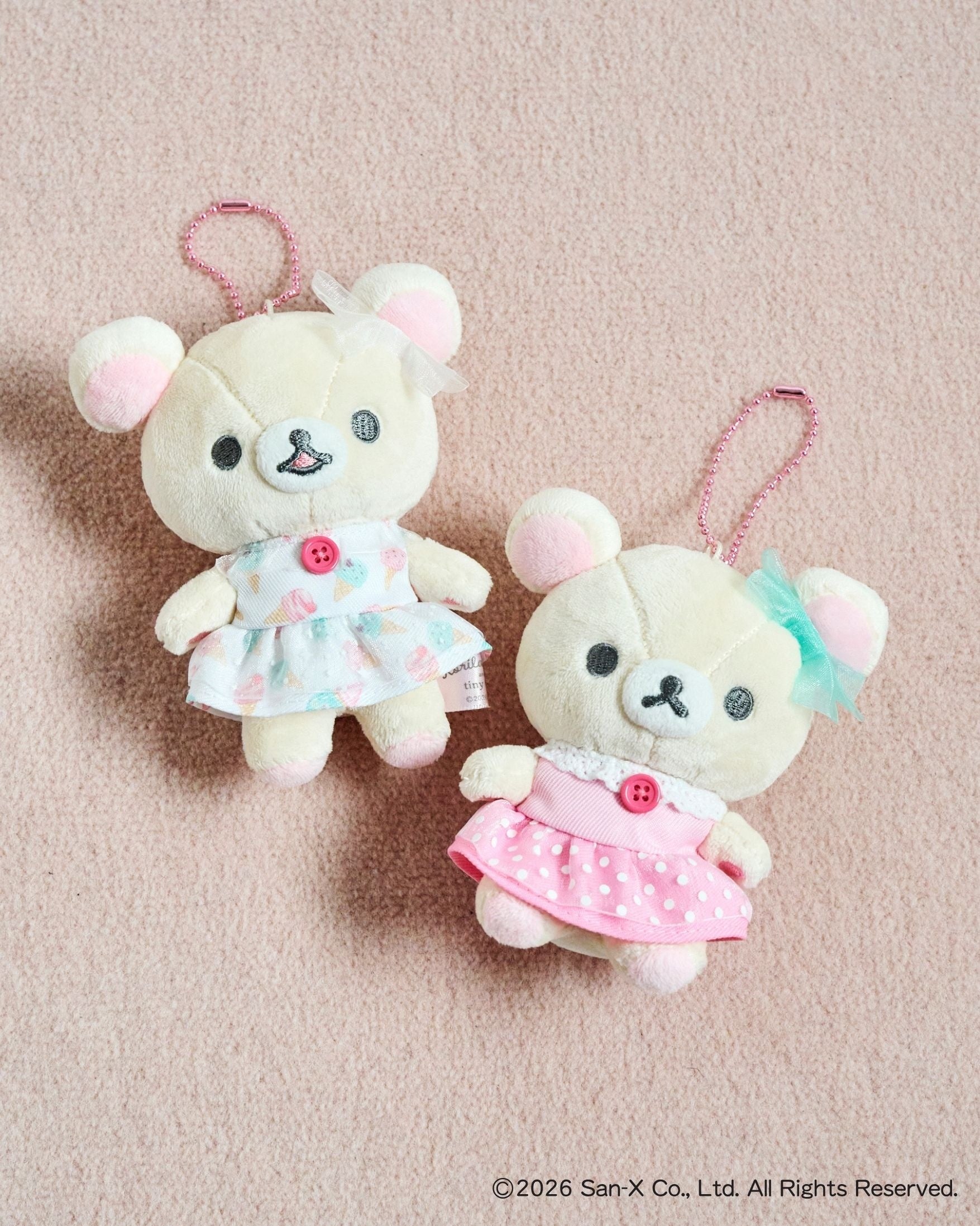 コリラックマ×tiny tiny ぬいぐるみチャーム ホワイト・ピンク