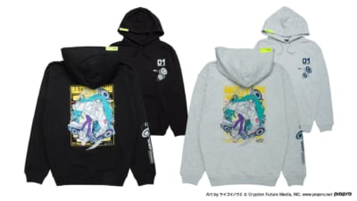 初音ミク パーカー Art by ケイゴイノウエ(ブラック/アッシュ、M/L/XL)各税込13,200円