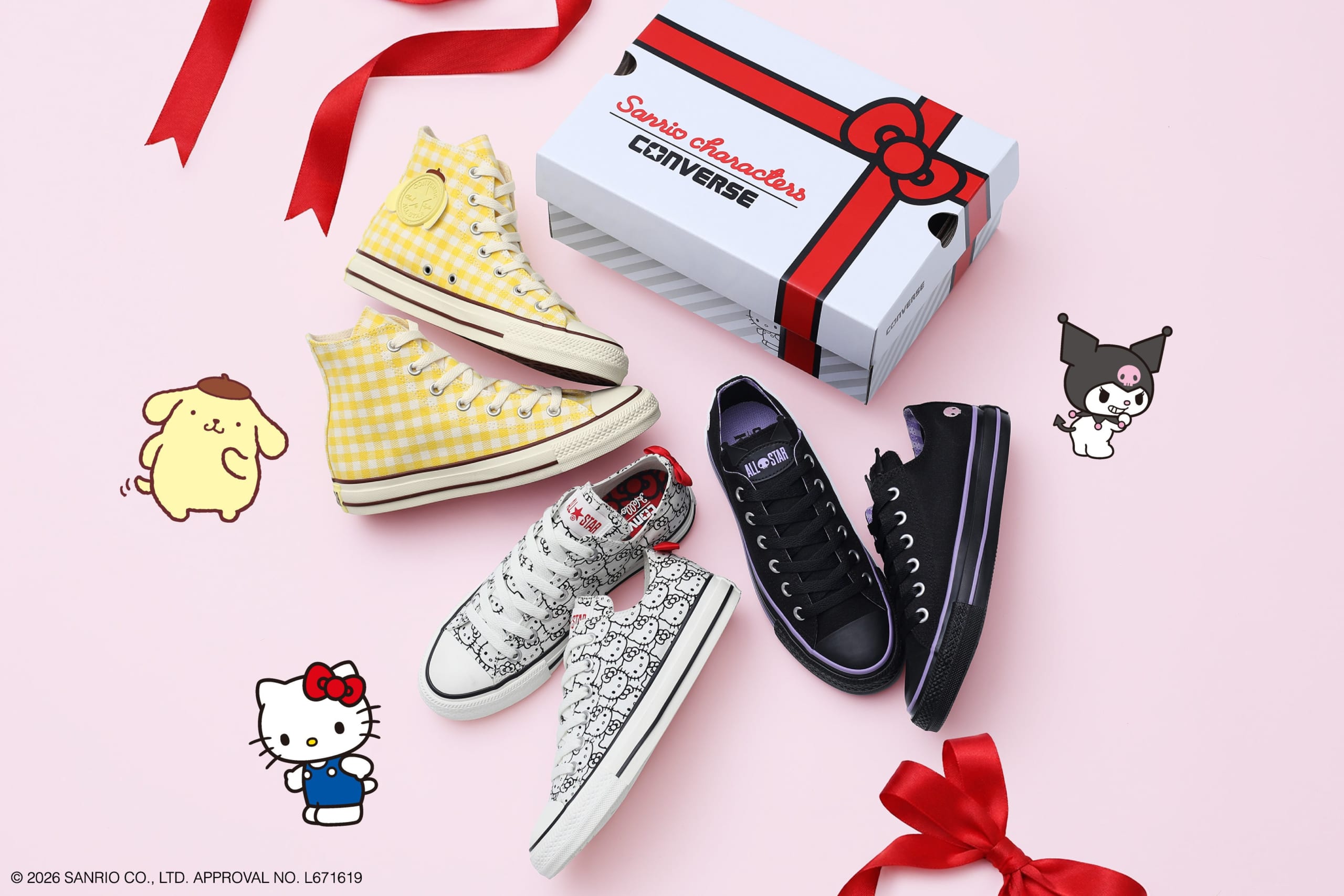 「サンリオ×コンバース」かかとにポムポムプリンのお尻♪オールスターコラボ商品が8月21日発売