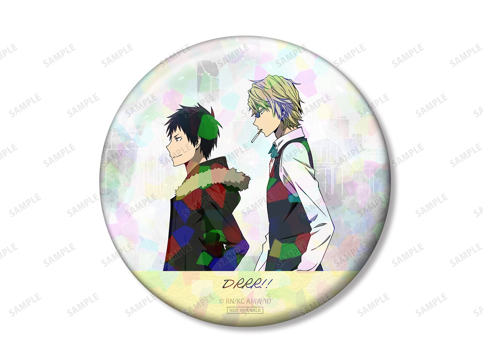 TVアニメ『デュラララ!!×2』POP UP SHOP 描き下ろし 折原臨也&平和島静雄 歩みver. 75mmホログラム缶バッジ イベント限定特典