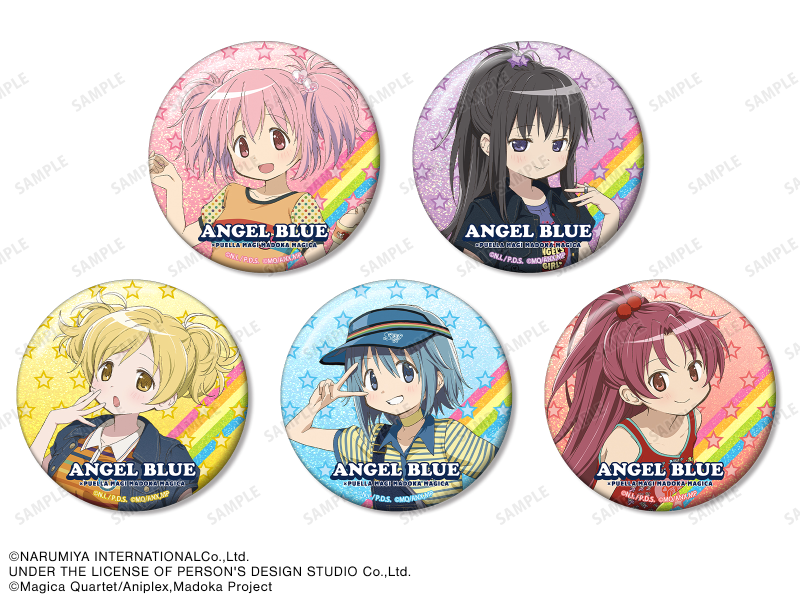 ANGEL BLUEコラボ 描き下ろし 75mmホログラム缶バッジ（全5種）