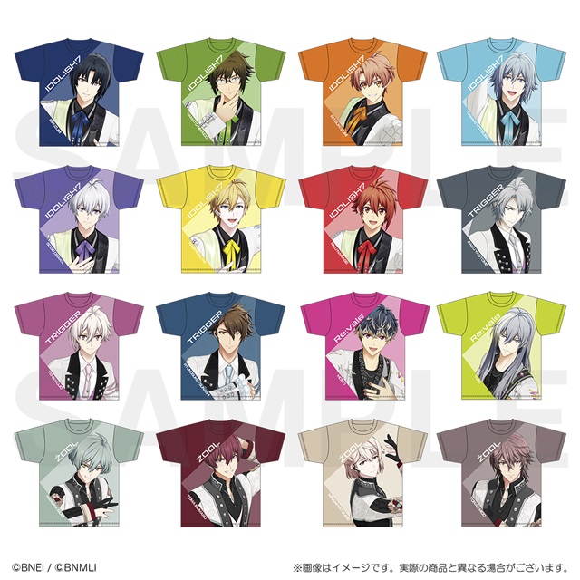 「アイドリッシュセブン」フルグラフィックTシャツ 全16種の表面デザイン
