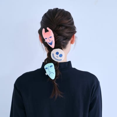 ぬいぐるみヘアクリップ3個セット「ナイトメアー・ビフォア・クリスマス」着用イメージ
