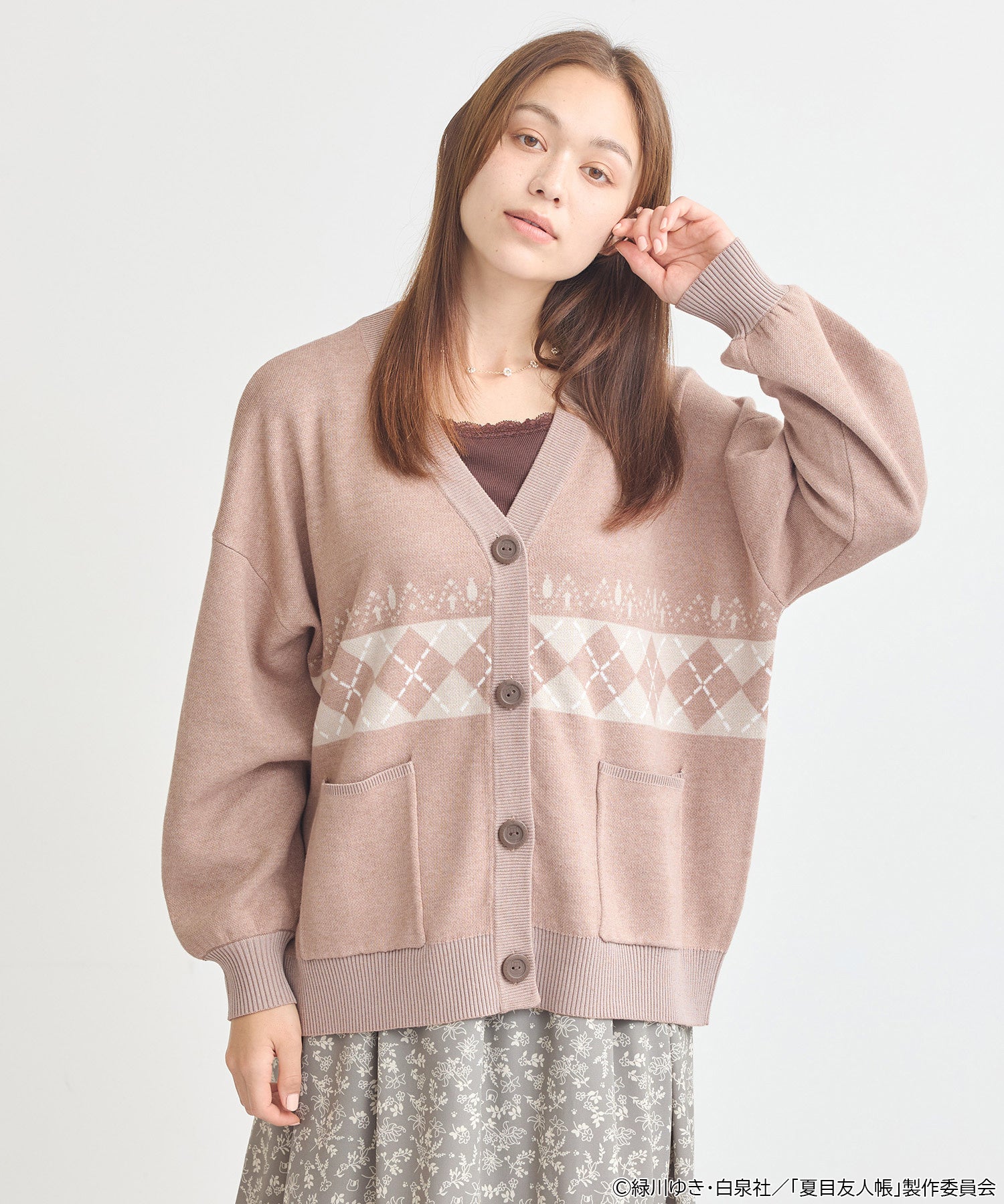 夏目友人帳 ニットカーディガン Beige