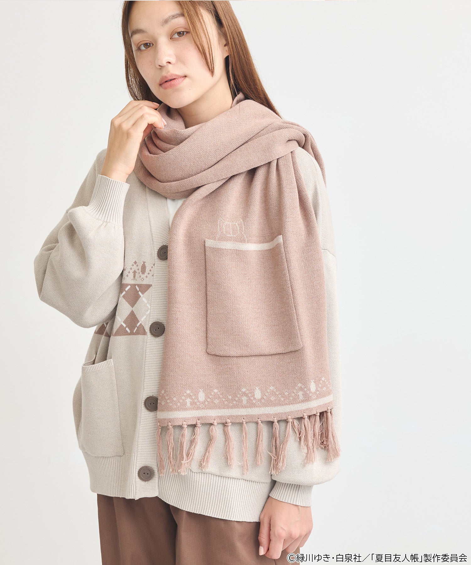 夏目友人帳 ニットストール Beige
