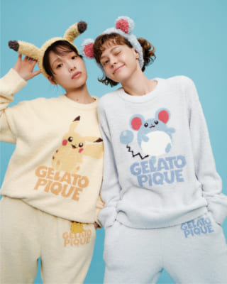 『ポケモン』×ジェラート ピケ ベビモコジャガードプルオーバーとヘアバンドの着用イメージ