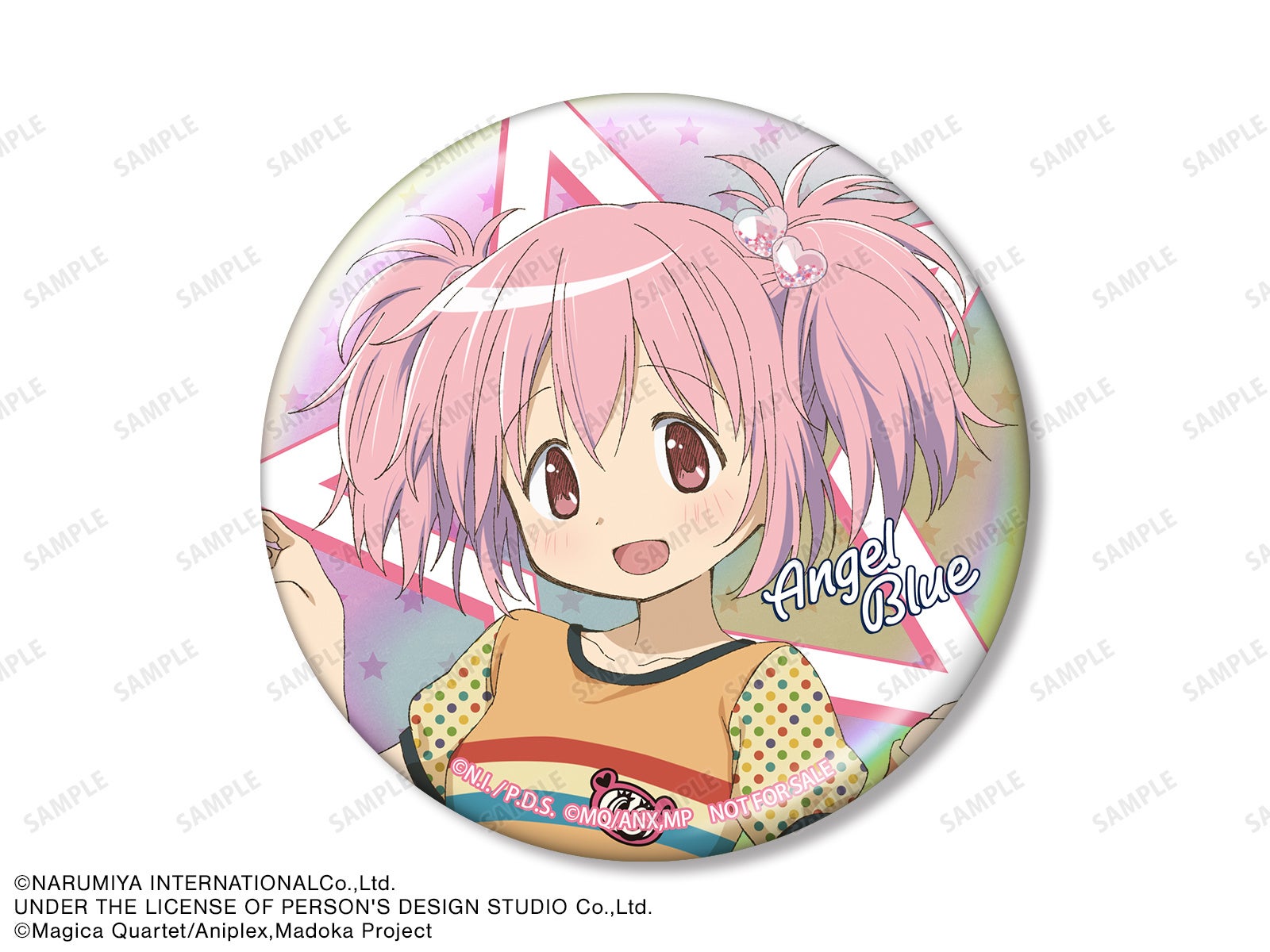 ANGEL BLUEコラボ 描き下ろし 鹿目まどか 75mmオーロラ缶バッジ イベント限定特典