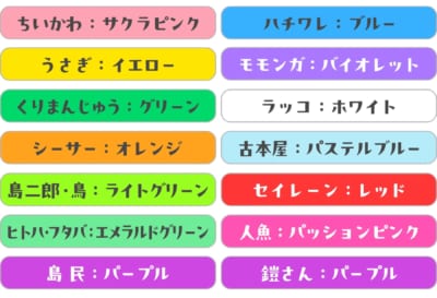 映画ちいかわ 人魚の島のひみつ 応援上映 ペンライトカラー一覧