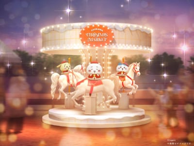 「ちいかわクリスマスマーケット」の動くメリーゴーランドのフォトスポット
