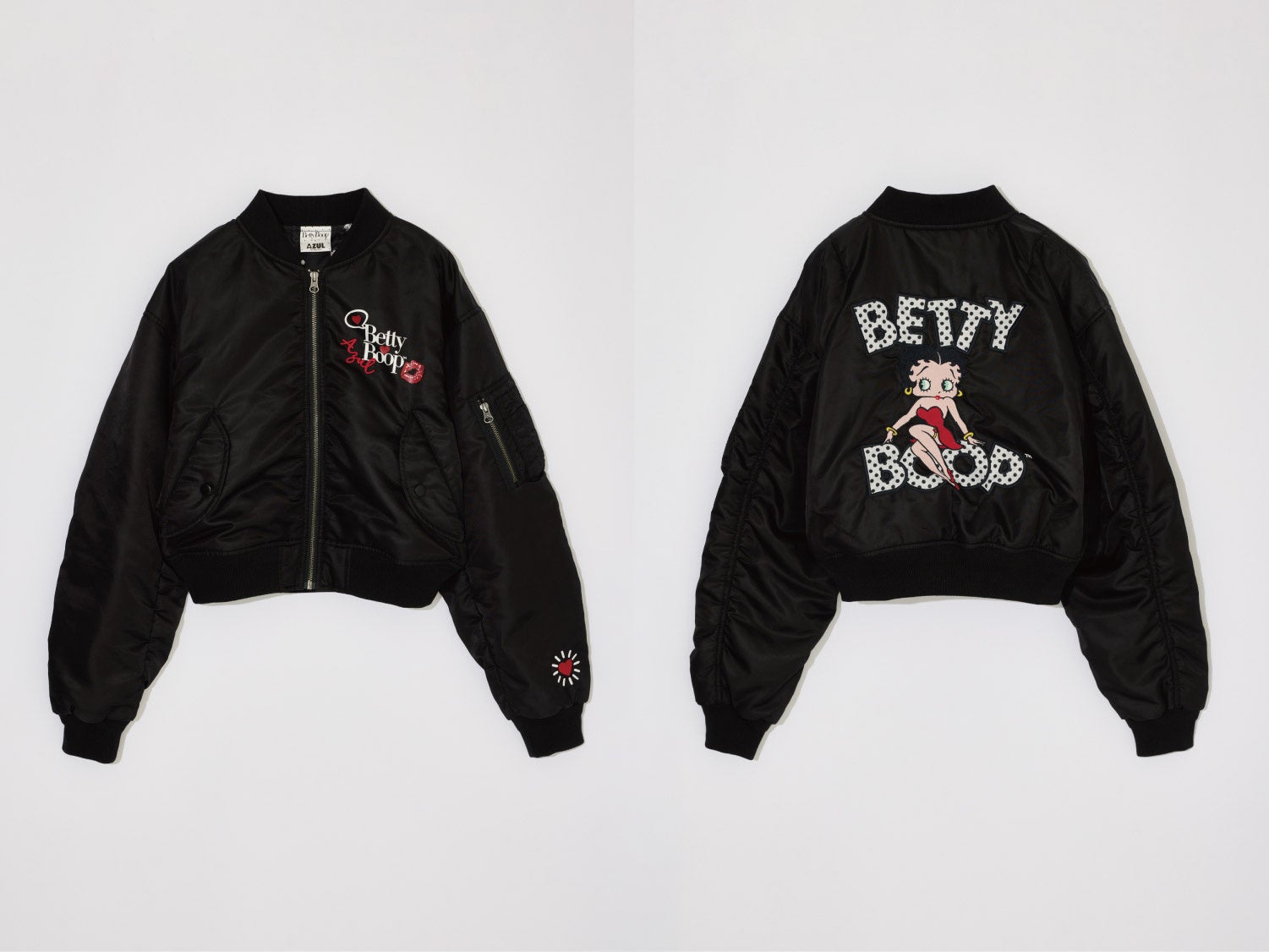 Betty Boop×AZUL BY MOUSSY MA-1の前面と背面
