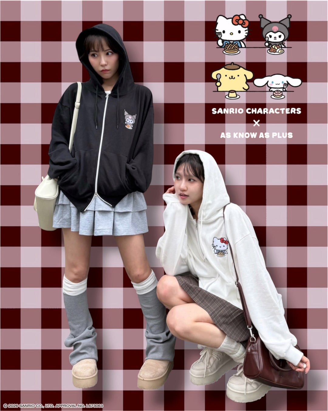 『サンリオキャラクターズ』×AS KNOW AS plus Wzipスウェットパーカー 4カラー展開でお揃いを楽しむ提案