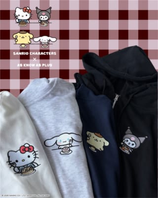 『サンリオキャラクターズ』×AS KNOW AS plus Wzipスウェットパーカー 前身頃の刺繍4種
