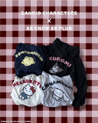 『サンリオキャラクターズ』×AS KNOW AS plus Wzipスウェットパーカー ふわふわサガラ刺繍のサンリオキャラクターズ